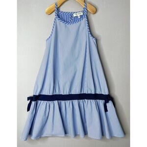 TWINSET Simona Barbieri Girls 8 Yr (7?) Sleeveless Blue/White Multi Stripe Dress